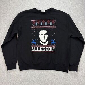 Champion Crewneck Mens L Black Pop Culture Heavyweight Sweatshirt Allegedly